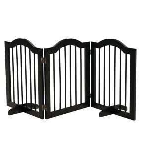 Barrera de seguridad plegable para perros pequeños 154,5x61 cm 3 paneles negro