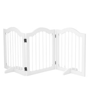 Barrera de seguridad plegable para perros pequeños 154,5x61 cm 3 paneles blanca