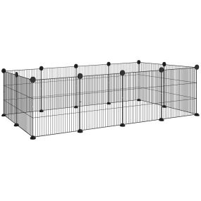Valla metálica para mascotas 12 paneles DIY 140x70x35 cm negro