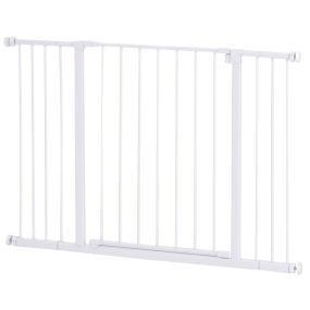 Barrera de seguridad extensible para puertas y escaleras para perros y bebé, blanca, 76-107x76 cm