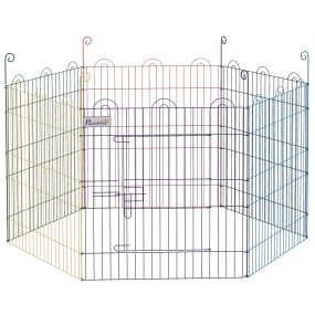 Parque plegable para perros y mascotas de 6 paneles con estacas Ø120x60 cm multicolor