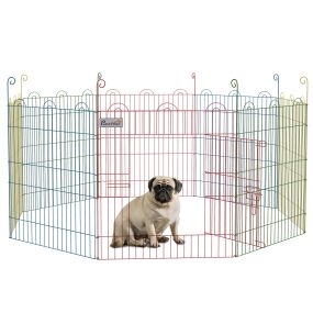 Parque plegable para perros de 8 paneles Ø156x60 cm valla metálica con puerta para interior y exterior multicolor
