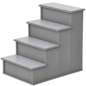 Escalera para perros y gatos de 4 peldaños acolchados desmontables gris 40x59x54,2 cm carga 30 kg