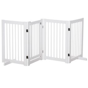 Barrera de seguridad plegable de madera para perros, 4 paneles, 204x36x75 cm, blanco
