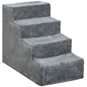 Escalera para perros de 4 peldaños con funda extraíble y lavable 60x35x44 cm gris