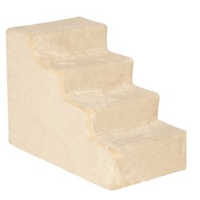 Escalera para perros de 4 peldaños con funda extraíble y lavable 60x35x44 cm beige