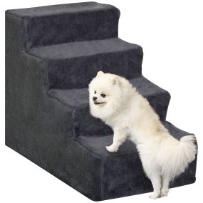 Escalera para perros de 4 peldaños con funda extraíble y lavable 60x35x44 cm gris oscuro