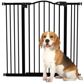 Barrera de seguridad extensible para perros 74-100 cm negra con 2 extensiones y doble bloqueo