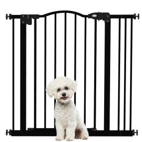 Barrera de seguridad extensible para perros 74-87 cm con extensión 7 cm, negro