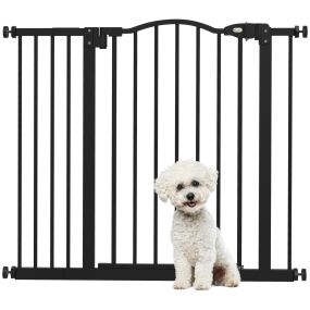 Barrera de seguridad extensible para perros 74-94 cm con extensión 14 cm, negro