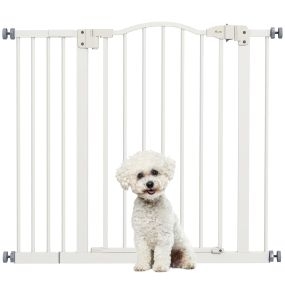 Barrera de seguridad extensible para perros 74-94 cm con extensión 14 cm, blanca