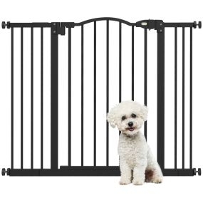 Barrera de seguridad para perros extensible 74-100 cm para puertas y escaleras negro
