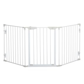Barrera para perros plegable 180x74,5 cm de 3 paneles con cierre automático blanca