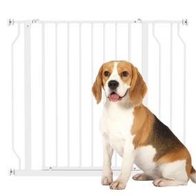 Barrera de seguridad extensible para perros 75-95 cm blanca para puertas y escaleras