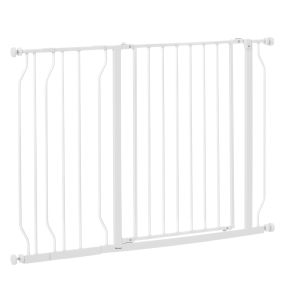 Barrera de seguridad extensible para perros 75-115 cm blanca para puertas y escaleras