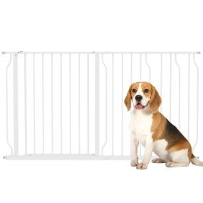 Barrera de seguridad extensible para perros 75-145 cm blanca para puertas y escaleras
