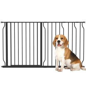 Barrera de seguridad para perros extensible 75-145 cm negra para puertas y escaleras
