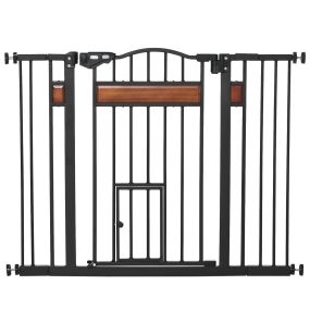 Barrera de seguridad extensible para puertas y escaleras para perros 93x76,2 cm negro