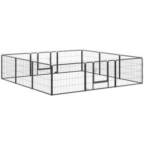 Parque para perros de 12 paneles 80x60 cm con 2 puertas y pestillo de acero gris para interior y exterior
