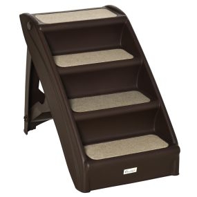 Escalera plegable para mascotas de 4 peldaños antideslizante 62x38x49,5 cm marrón oscuro
