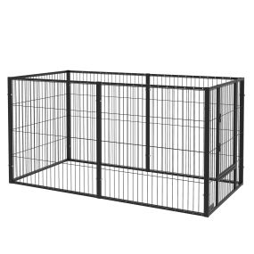 Parque para perros de 6 paneles ajustable con marco de acero 82,5-150x79x81 cm negro