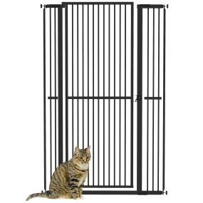 Barrera de seguridad para perros y gatos extra alta 150 cm extensible 77-104 cm negra