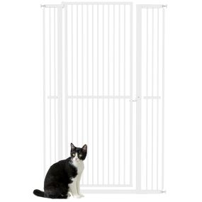 Barrera de seguridad para perros y gatos extra alta 150 cm extensible 77-104 cm blanca