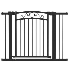 Barrera para perros con cierre automático 76-104 cm, 2 extensiones 7/14 cm, negro