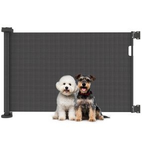 Barrera de seguridad retráctil para perros 0-136 cm negra para interiores y exteriores