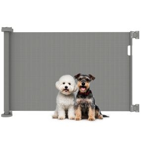 Barrera de seguridad retráctil para perros 0-136 cm gris para interiores y exteriores