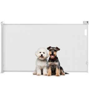 Barrera retráctil para perros 0-125 cm blanca para escaleras puertas y pasillos