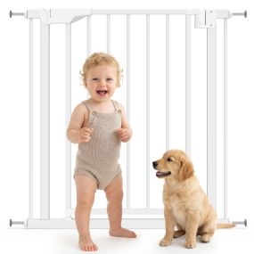 Barrera de seguridad para niños y perros 76-82 cm, puerta para perros, blanco