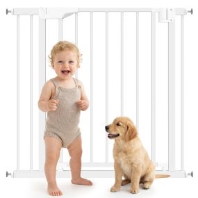 Barrera de seguridad extensible 76-89 cm para niños y perros, blanco