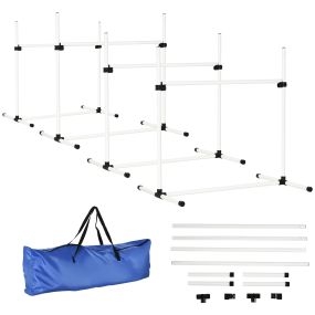 Set de entrenamiento de agilidad para perros 4 piezas con vallas ajustables y bolsa de transporte blanco 99x65x94 cm