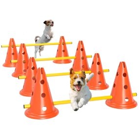 Juego de agilidad para perros con 8 conos de 30 cm, 4 barras de 80 cm y bolsa de transporte