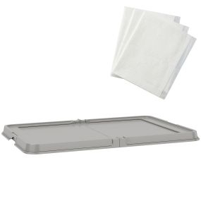 Inodoro plegable para perros 86x62 cm con 3 almohadillas, pies antideslizantes, gris