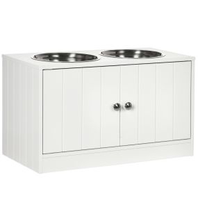 Comedero elevado para perro con 2 cuencos de acero inoxidable 2x2000 ml blanco