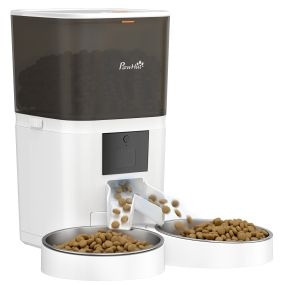 Comedero automático 6L WiFi 2.4G para gatos y perros con app, 2 cuencos, programable, voz 10 s