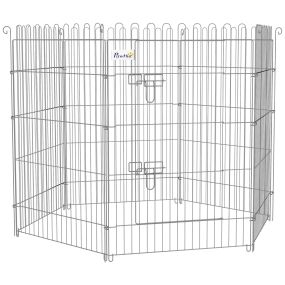Parque para perros de 8 piezas 63x91 cm plegable con puerta y marco de acero plata para jardín y patio