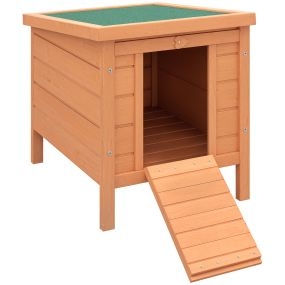 Conejera de madera exterior con techo asfáltico, rampa antideslizante, 42x51x43 cm natural