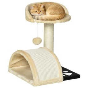 Árbol rascador para gatos pequeños 46 cm 2 niveles beige 35,5x37x46 cm