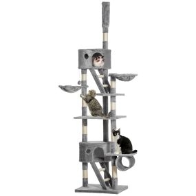 Árbol rascador para gatos de suelo a techo 240-260 cm altura ajustable gris claro