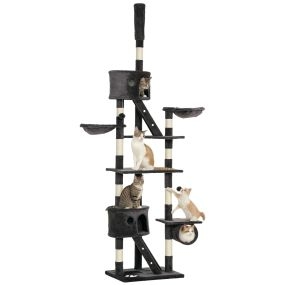 Árbol rascador para gatos de suelo a techo 240-260 cm altura ajustable gris oscuro