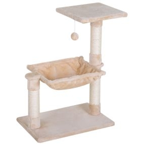 Árbol rascador para gatos con plataforma, caseta, postes de sisal y hamaca, 50x36x70 cm beige