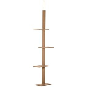 Árbol para gatos de suelo a techo 43x27x228-260 cm con altura ajustable y 4 plataformas marrón