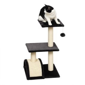Rascador para gatos 72 cm torre de escalada con postes de sisal y bola colgante gris carbón