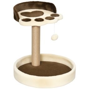 Árbol rascador para gatos de 44 cm con 2 camas, poste de yute, juguete colgante, marrón