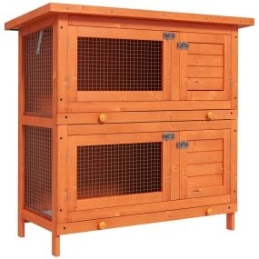 Conejera de madera exterior 2 niveles para 1-2 conejos 90x45x90 cm techo asfáltico natural