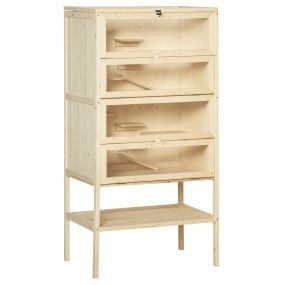 Jaula de Madera para Hámster Ratones Animales Pequeños y Roedores Tipo Casa Conejera con Techo Abatible 5 Pisos 10 Plataformas y 3 Escaleras 60x40x120 cm