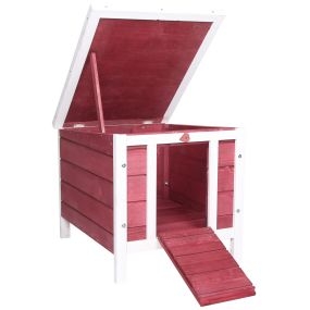 Conejera de madera exterior para roedores y mascotas pequeñas con techo asfáltico 42x51x43 cm rojo